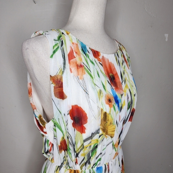 Alice + Olivia Mel Open Back Gathered High-Low Floral Dress Size 10 - Picture 8 of 14